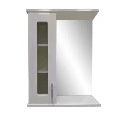 Зеркало-шкаф PROFLINE Идеал (1дверь слева+зеркало) 65см цвет Белый глянец