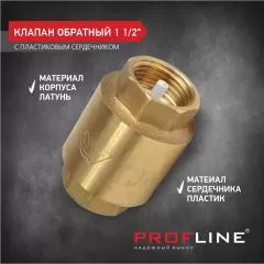 Клапан обратный 1 1/2" пластиковый сердечник PROFLINE