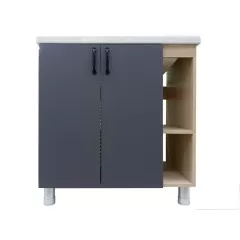Комплект тумба PROFLINE Порто 80 (2 двери+ниша) цвет Дуб сонома/Графит софт  и раковина Como 80 (Cersanit)
