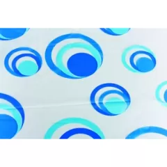 Шторка для ванной ПВХ (среднее) Аквалиния (круги голубые) 180*180