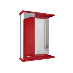 Зеркало-шкаф WW/PROFLINE Дуга (1дверь слева+зеркало) 55см цвет Красный глянец (вставка белая)