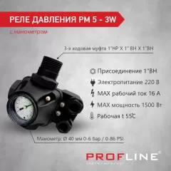Реле давления PM 5-3 W с манометром PROFLINE