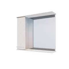 Зеркало-шкаф PROFLINE Техно (1дверь слева+зеркало) 60см цвет Белый металлик