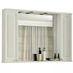 Зеркало-шкаф PROFLINE Дублин (2двери по бокам)105см цвет Белый глянец, с подсветкой