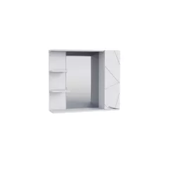 Зеркало-шкаф PROFLINE Мира 80 (1дверь слева+зеркало+2полки) цвет Белый глянец