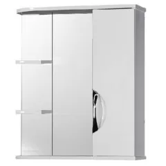 Зеркало-шкаф PROFLINE Техно (1дверь слева+зеркало+2полки) 80см цвет Белый металлик